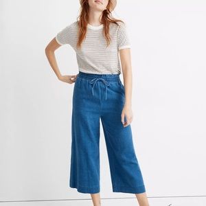 MADEWELL NWT Indigo Smocked Huston Pull-On Crop Pants